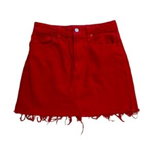Abercrombie & Fitch Red Denim Zoe Natural Rise A-Line Skirt Size 2